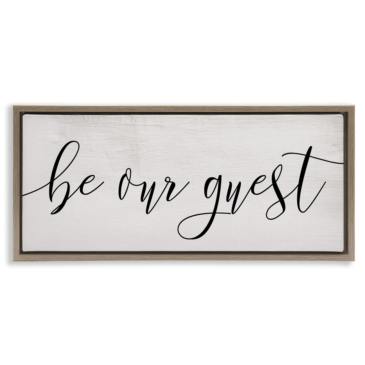 Stupell Industries Be Our Guest Script Framed Floater Canvas Wall Art